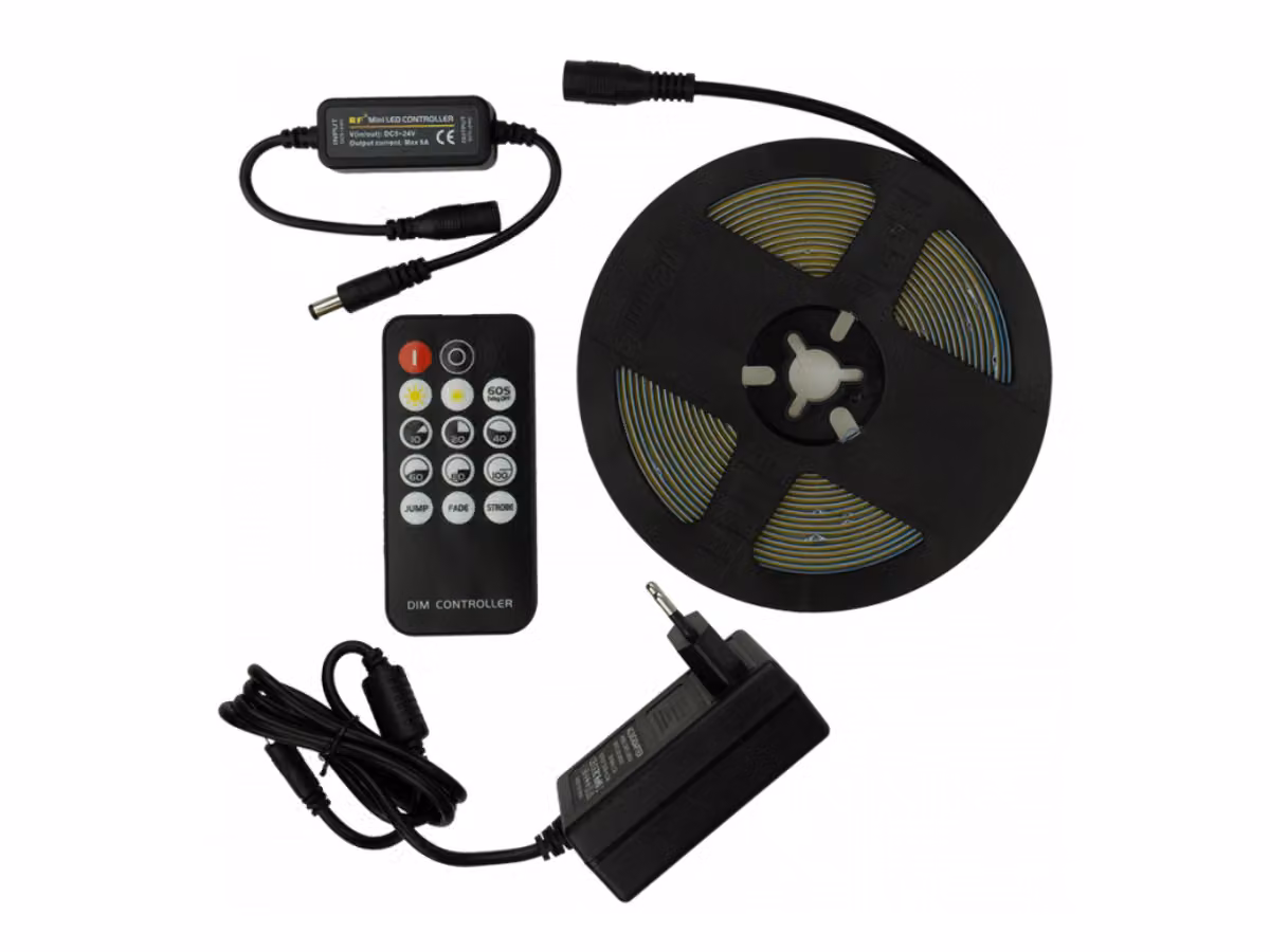 Striscia LED COB con alimentatore RF Controller 24 V 4000 K IP20 5 m EC20812