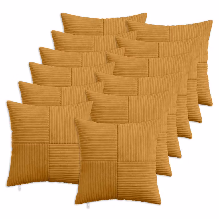 Set di 12 federe vidaXL ALMELO in velluto a coste gialle, L 50 x P 50 cm