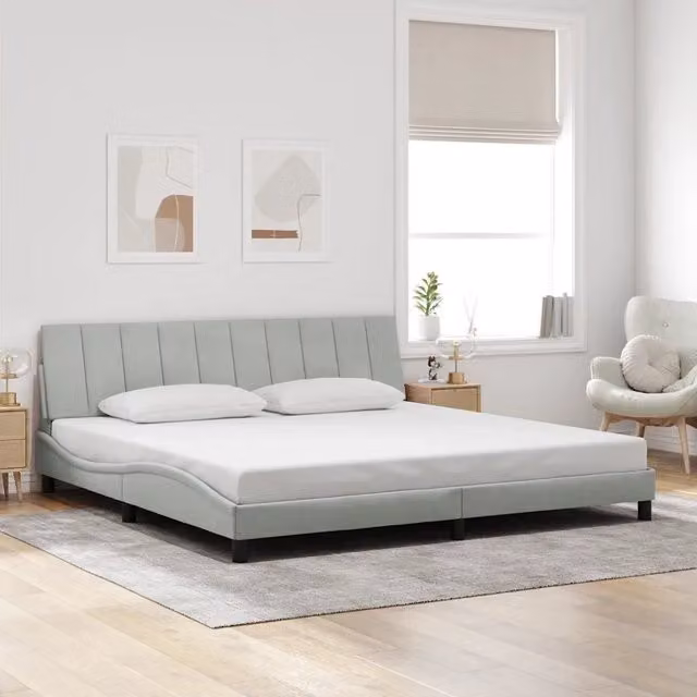 Giroletto Hanko vidaXL in Velluto Grigio con Cassetti L/P/H: 200 x 200 x 74,5 cm – 1