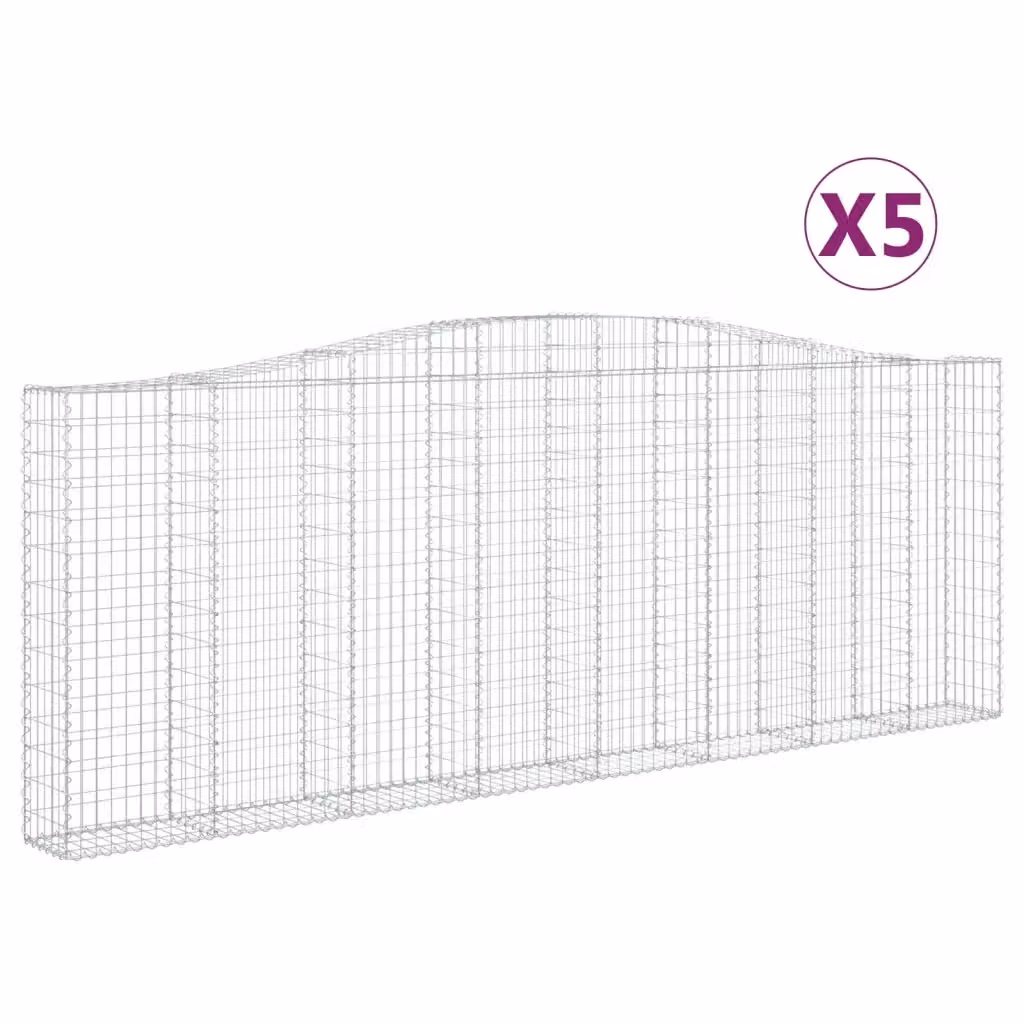 Set di 5 Cesti Gabbioni ad Arco vidaXL in Acciaio Zincato Argento L: 400 cm, P: 30 cm, H: 140-160 cm – 2