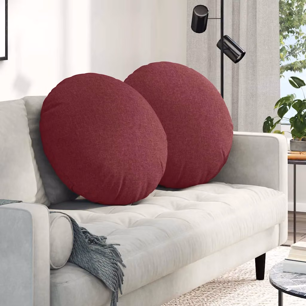 Set di 2 cuscini per seduta rotondi vidaXL in tessuto rosso vino, Ø60 x 21 cm