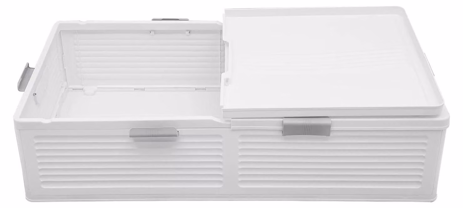 Contenitore portaoggetti da mettere sotto il letto - Scatola pieghevole in PP - Altezza 24 cm - Con rotelle e maniglie laterali - Resistente all'umidità - Facile da pulire - Bianco