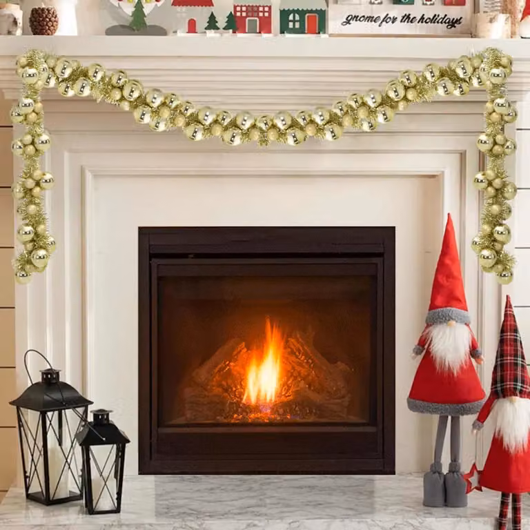 Ghirlanda di Natale con Palline LED Oro vidaXL, Lunghezza: 186 cm