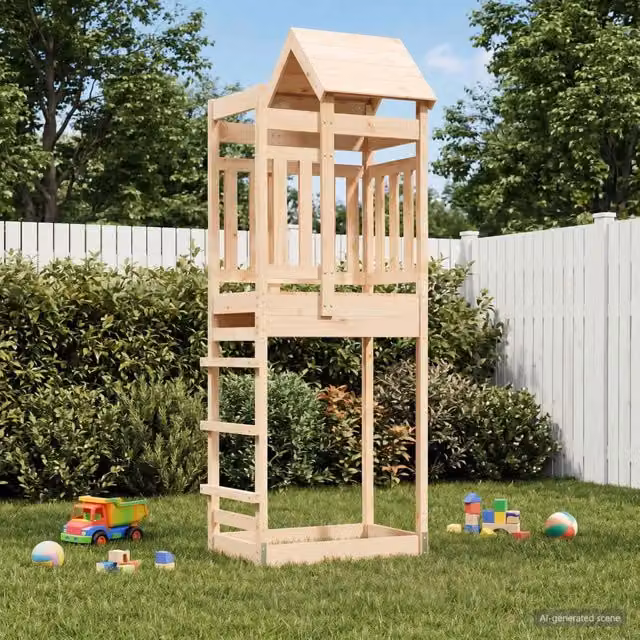 Torre da Gioco Marrone Legno Massello di Pino 3417199