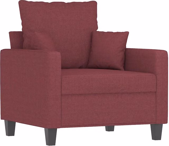 Poltrona Relax Moderna con Braccioli in Tessuto Rosso con Struttura in Metallo – 1