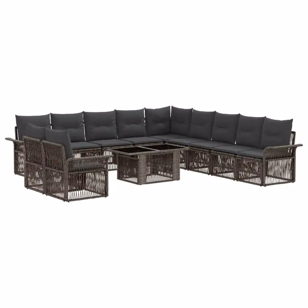 Set Divano da Giardino a Forma di U vidaXL con Tavolino da Caffè e Cuscini, Colore Grigio – 2