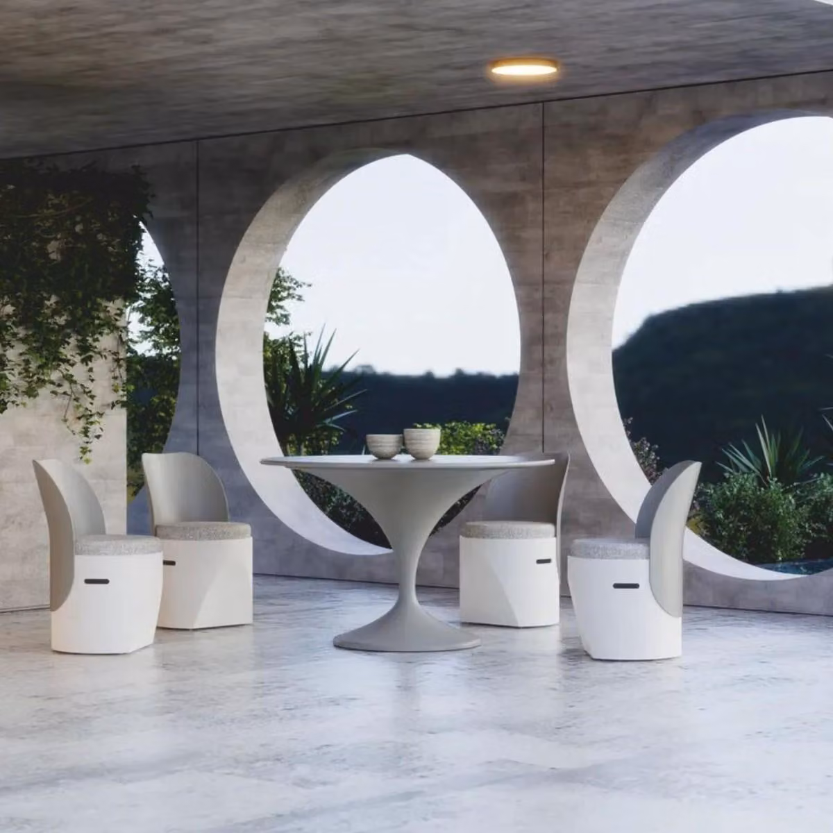 Casa Padrino Tavolo da pranzo da giardino Grigio opaco Ø 120 cm - Mobili da giardino