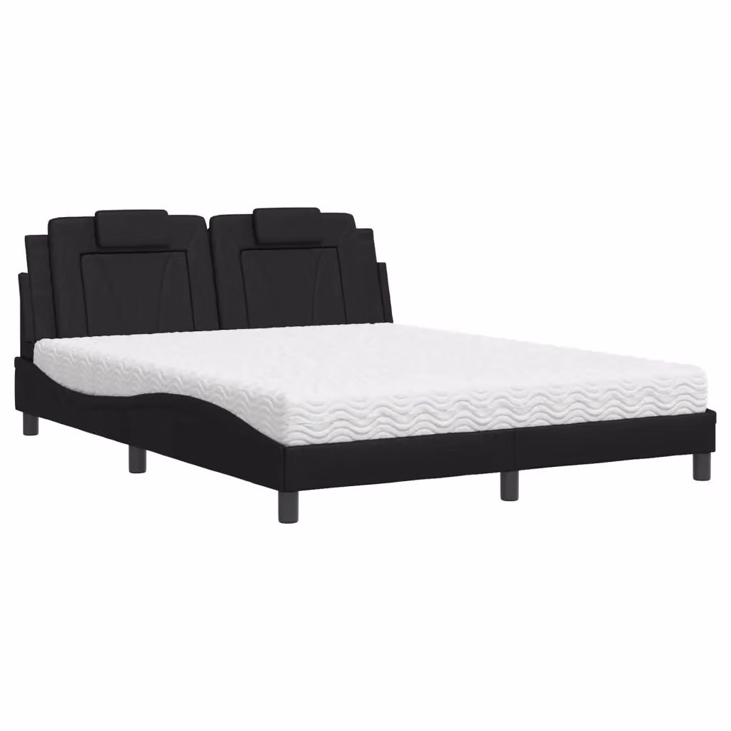 Letto Viana vidaXL con materasso in similpelle nero e bianco, L/P/H: 160 x 200 cm – 2