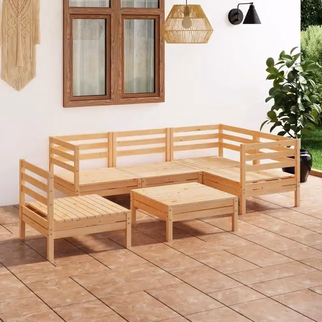 Set Divani da Giardino 6 pz in Legno Massello di Pino 3082722