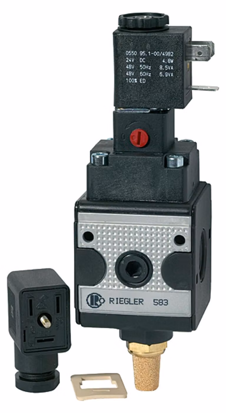 Riegler Schaltventil (3/2-Wegeventil) "multifix", 24 V DC, BG 3, G 1/2