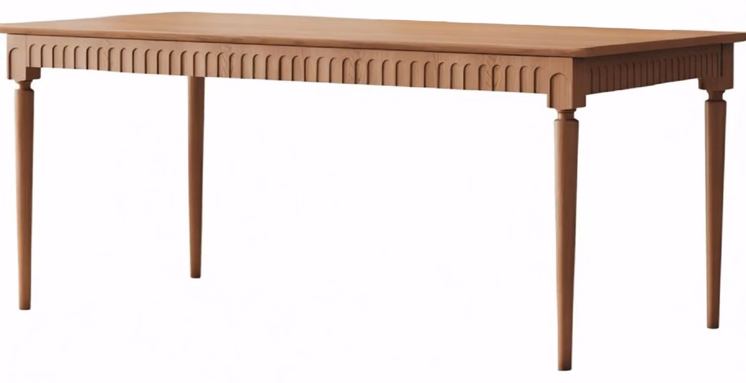 Tavolo da pranzo moderno in legno, color marrone, design, realizzato in legno massello, ideale per la sala da pranzo