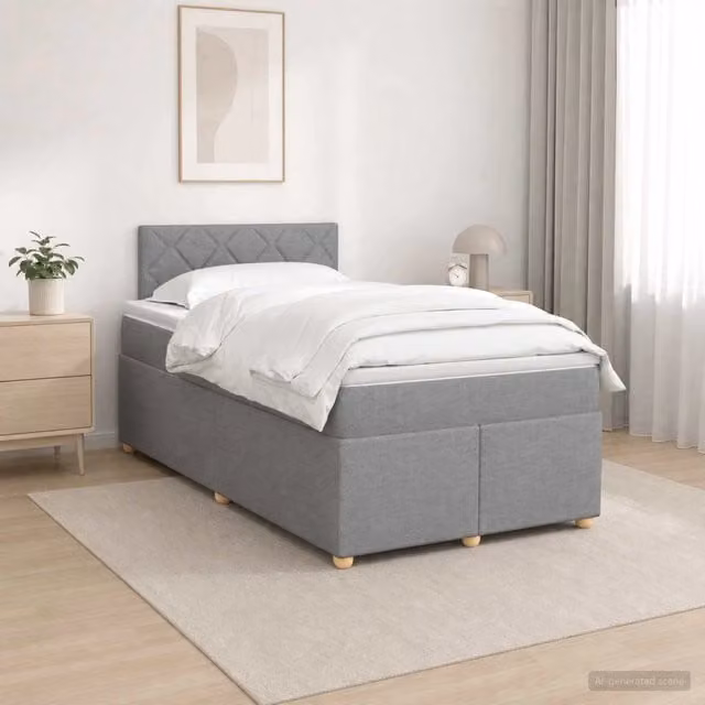 Letto box spring con materasso ibrido vidaXL Grigio e Bianco L/P: 120 x 200 cm
