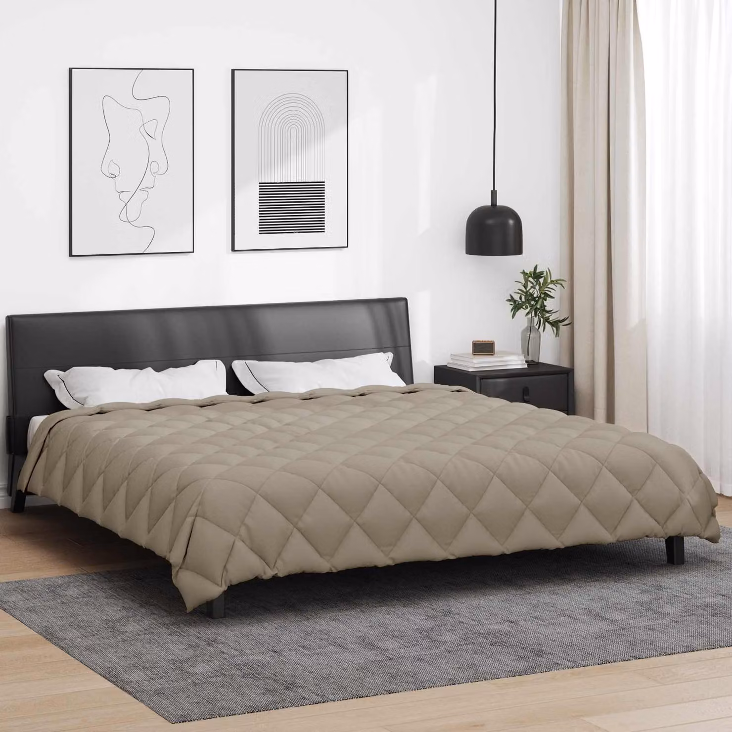 vidaXL Piumone Invernale in Microfibra Grigio Chiaro 200 x 200 cm 450 gsm
