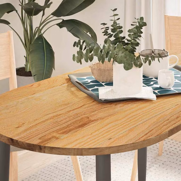 Piano Tavolo Ovale in Rovere Massello vidaXL, Marrone Chiaro, L 120 cm x P 60 cm x H 2 cm