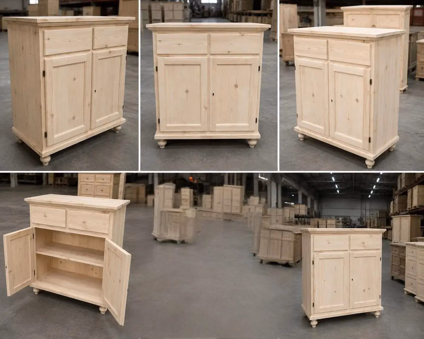 Madia credenza in legno grezzo con 2 porte Mobili 2G L: 90 cm, P: 40 cm, H: 94 cm – 2