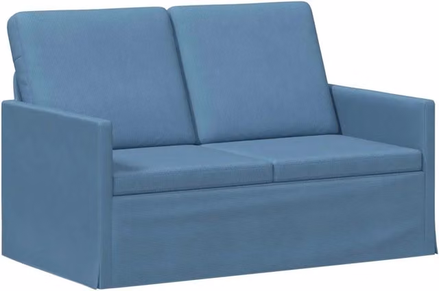 Divano a 2 posti moderno vidaXL in tessuto corduroy blu con struttura in metallo L: 130 cm, P: 81 cm, H: 82 cm