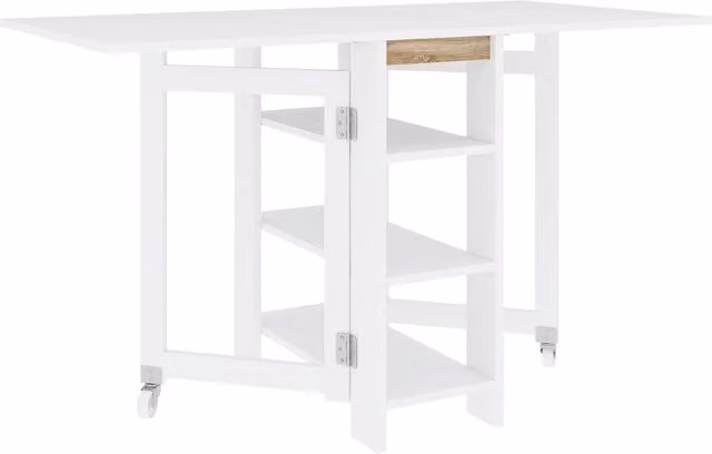 Tavolo da pranzo pieghevole salvaspazio XYLO bianco con 3 ripiani L: 120 cm, P: 60 cm, H: 75 cm