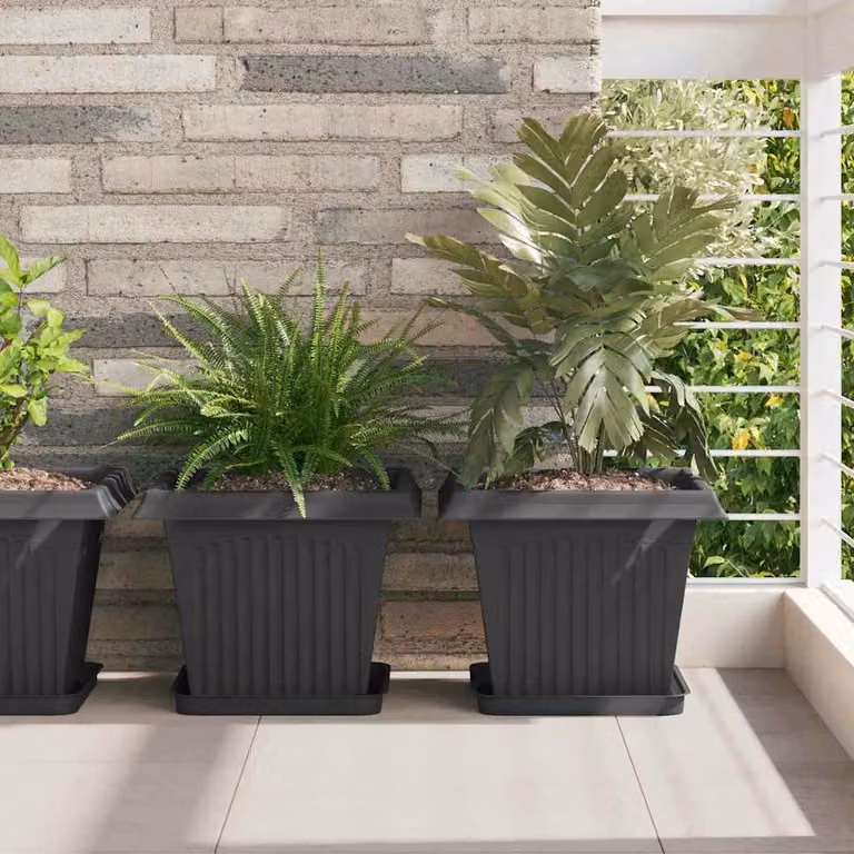 Set di 24 vasi per fiori e piante da interno vidaXL, colore nero, L/P/H: 25,5 x 25,5 x 2,5 cm
