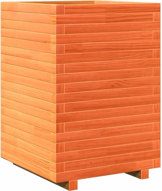 Fioriera a cassetta in legno massello di pino marrone per giardino ornamentale o orto L/P/H: 50 x 50 x 72 cm