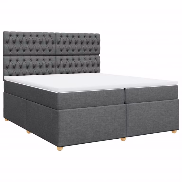 Giroletto a Molle con Materasso Grigio Scuro 200x200 cm Tessuto