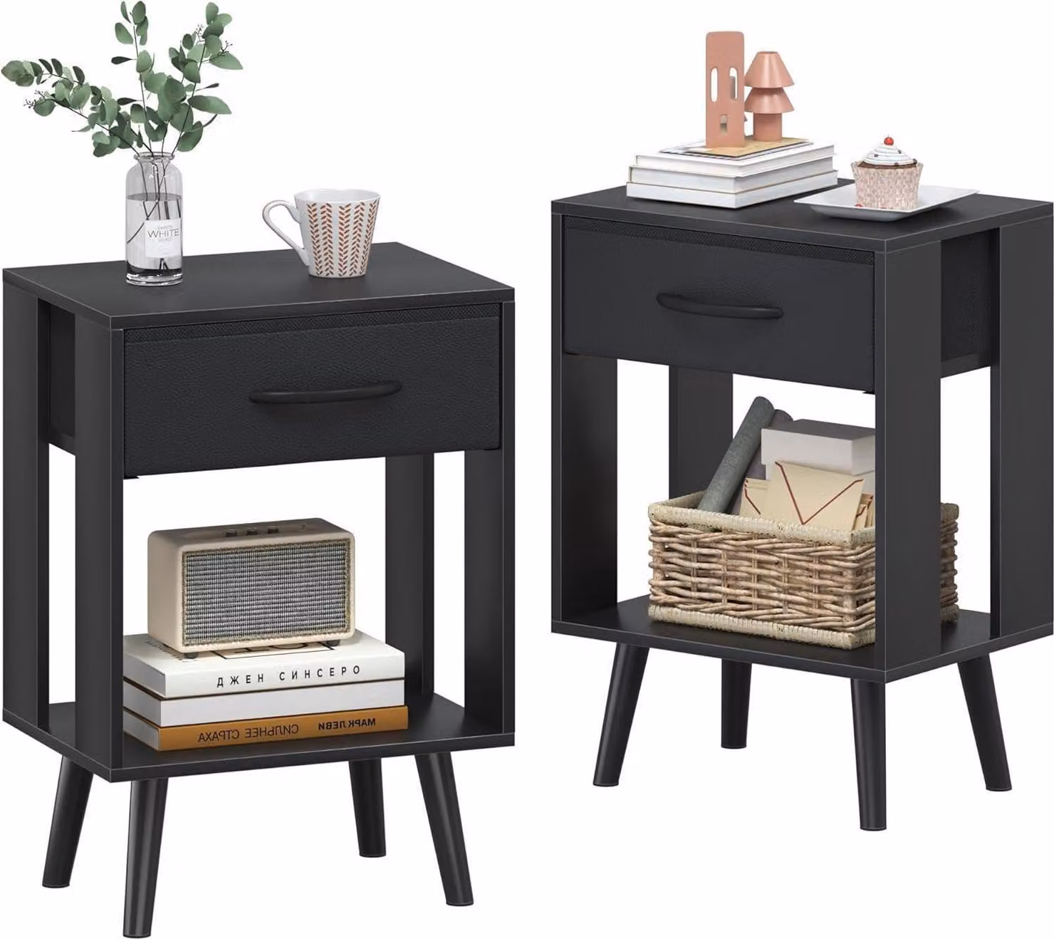 Set di 2 comodini OYRREU, 40x30x60,3 cm, nero
