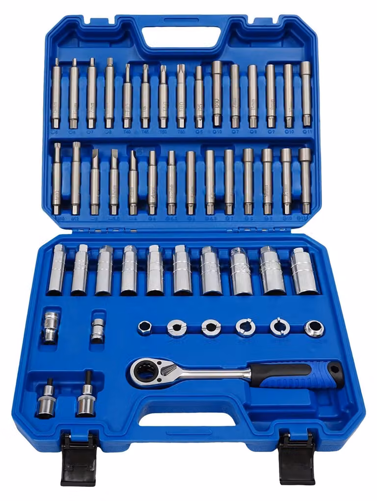 Set di attrezzi per ammortizzatori, set da 50 pezzi, struttura resistente, blu