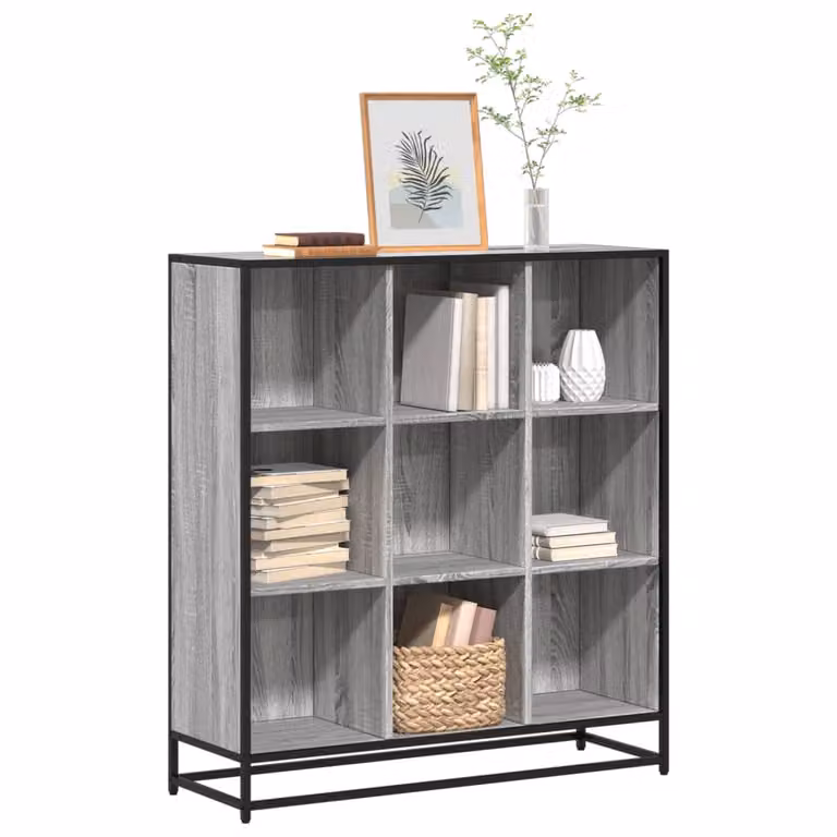 Libreria Industrial vidaXL in Metallo e Legno Grigio, L 97,5 x P 33 x H 107,5 cm