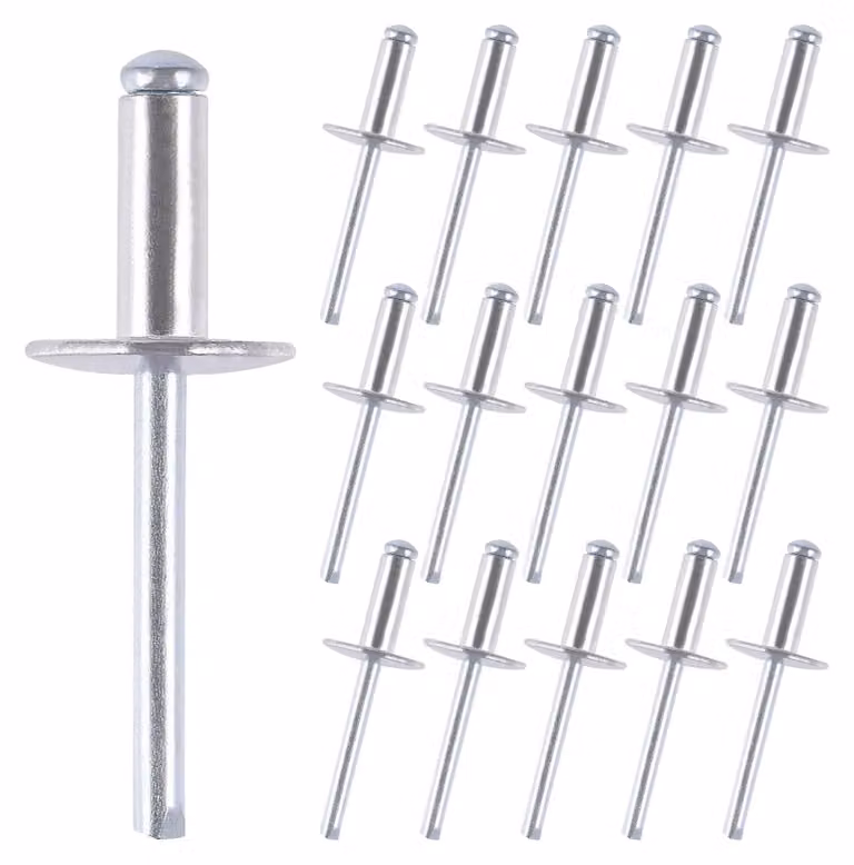 150 rivetti ciechi in alluminio - 4,8 mm x 20 mm - Rivetto con ampia testa