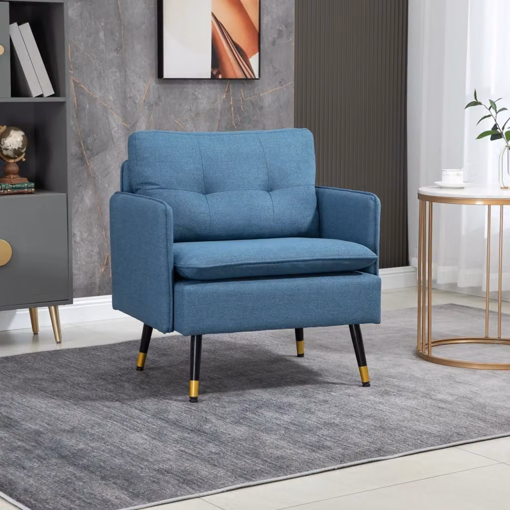 EasyComfort Poltrona Moderna con Seduta Imbottita e Braccioli in Tessuto Blu, L 76 cm x P 68 cm x H 80 cm – 2