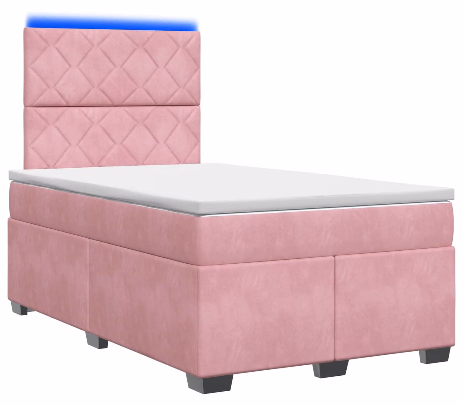 Letto a molle con materasso con testata rosa 120 x 200 cm in velluto