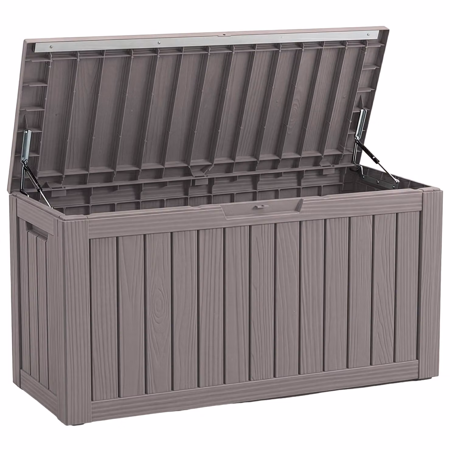 Floordirekt Box da giardino effetto legno resistente alle intemperie Box porta cuscini 300L marrone Box porta cuscini per terrazza, balcone e giardino
