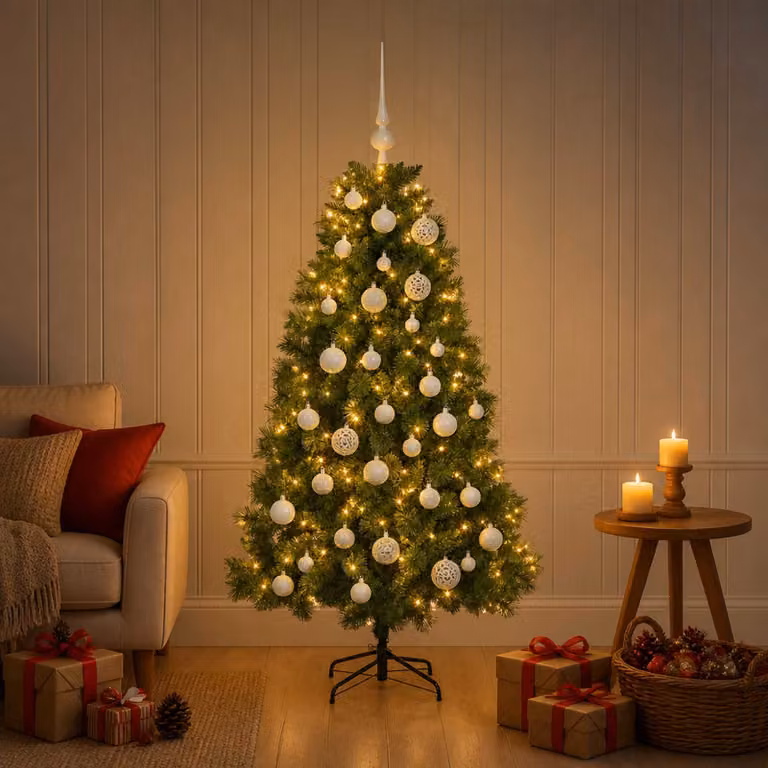 vidaXL Albero di Natale artificiale con palline 150 cm 150 LED