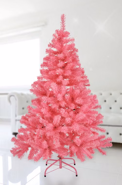 Albero di Natale artificiale - 150 cm / rosa - Albero di Natale artificiale con supporto per albero incluso