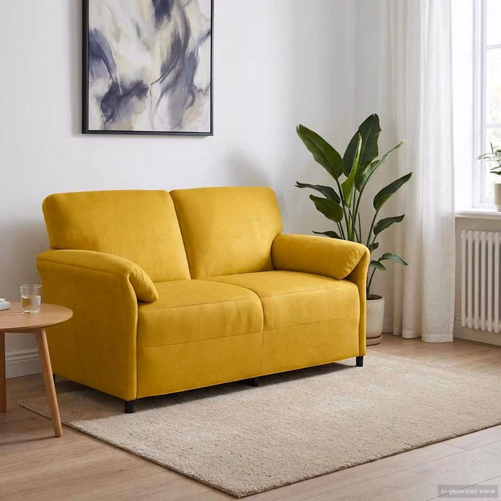 vidaXL Divano a 2 Posti in Velluto Giallo e Nero con Cuscini, L: 158 cm, P: 83 cm, H: 95 cm