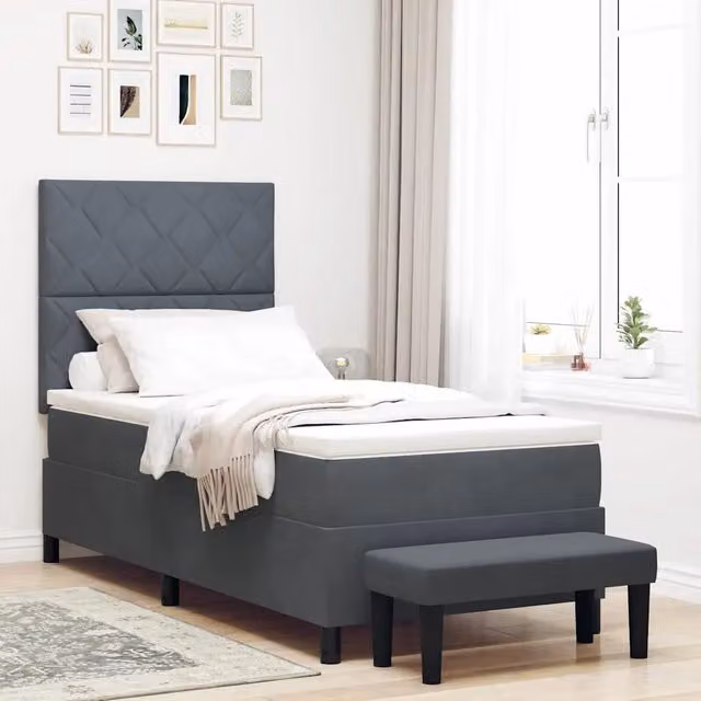 Letto moderno con testiera in velluto grigio vidaXL L 200 cm x P 90 cm x H 128 cm