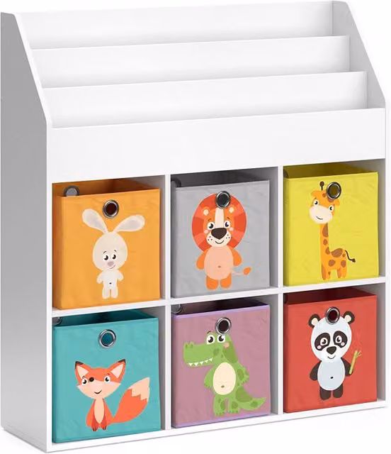 Libreria per bambini Vicco Luigi Bianco con 6 scatole pieghevoli L: 114.2 cm, P: 31.2 cm, H: 107.2 cm