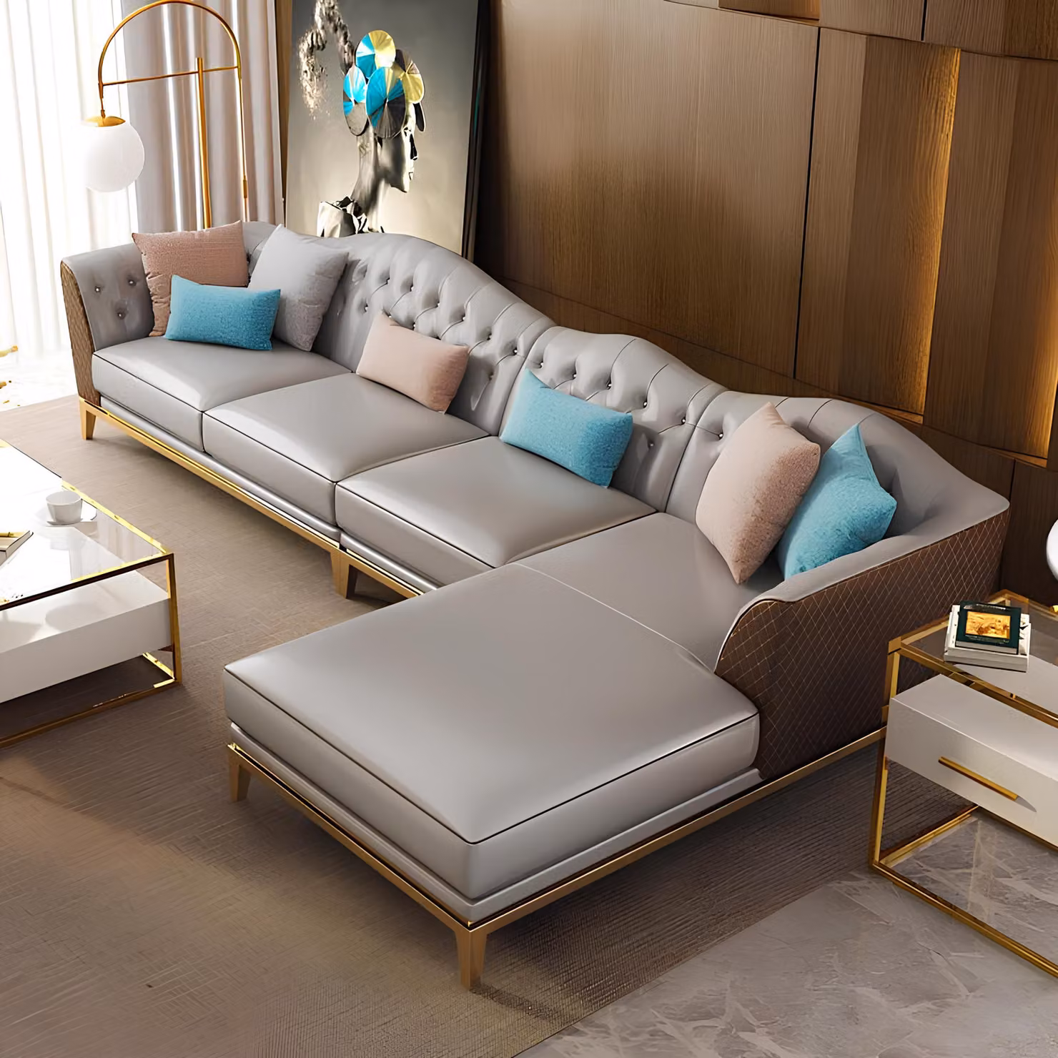 Design Polster Couch Wohnlandschaft Ecksofa Polster Sitz Garnitur Sofa L-Form