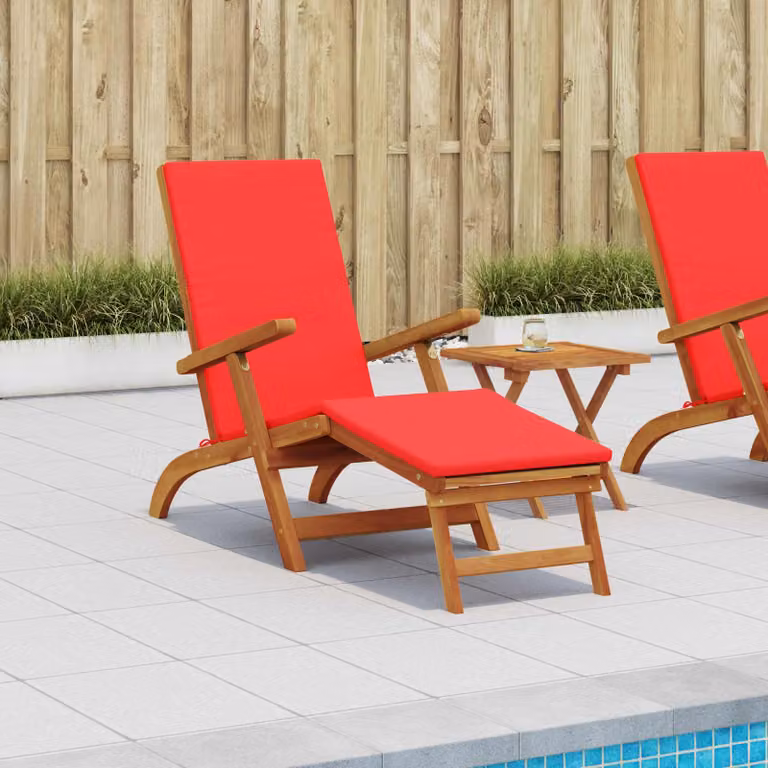 vidaXL Lettino prendisole reclinabile e pieghevole in legno di acacia marrone, L/P/H: 146 x 55 x 91 cm