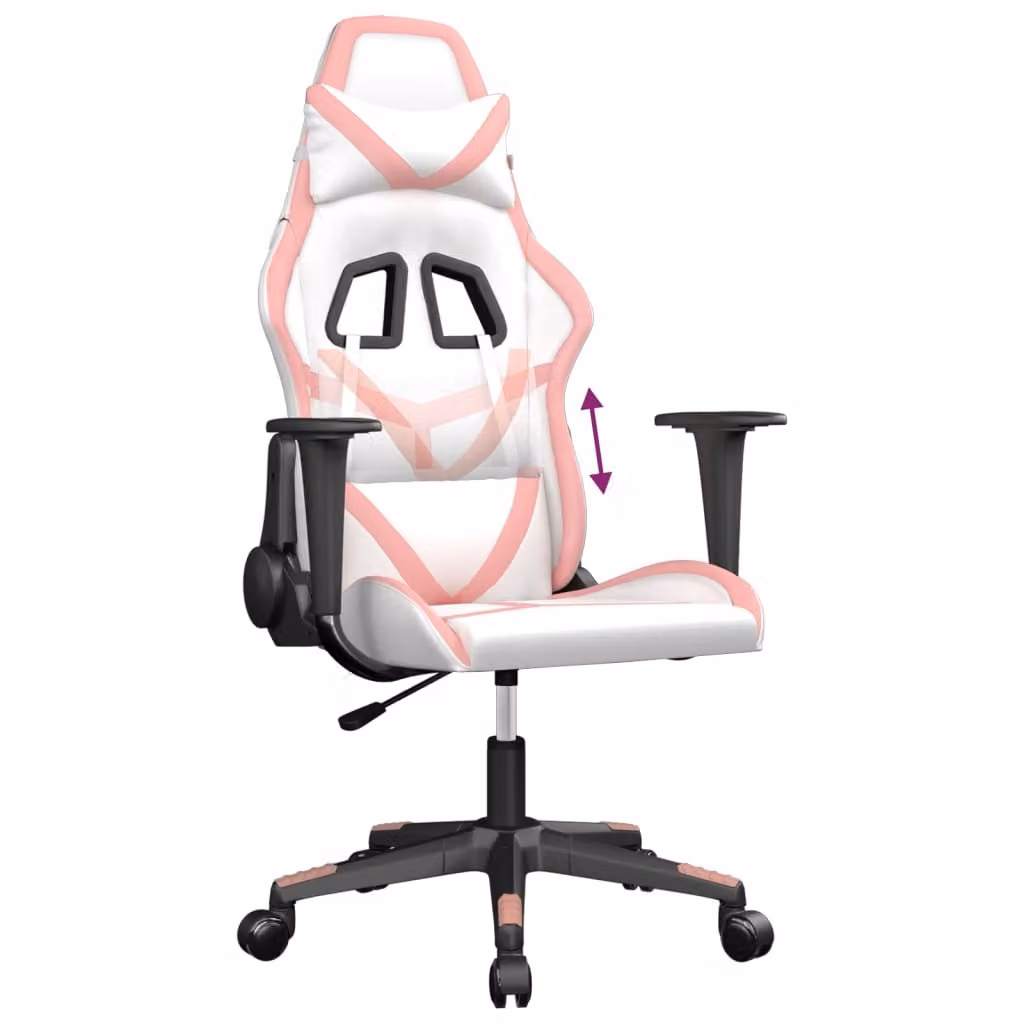 Sedia da Gaming Bianco e Rosa in Pelle finta
