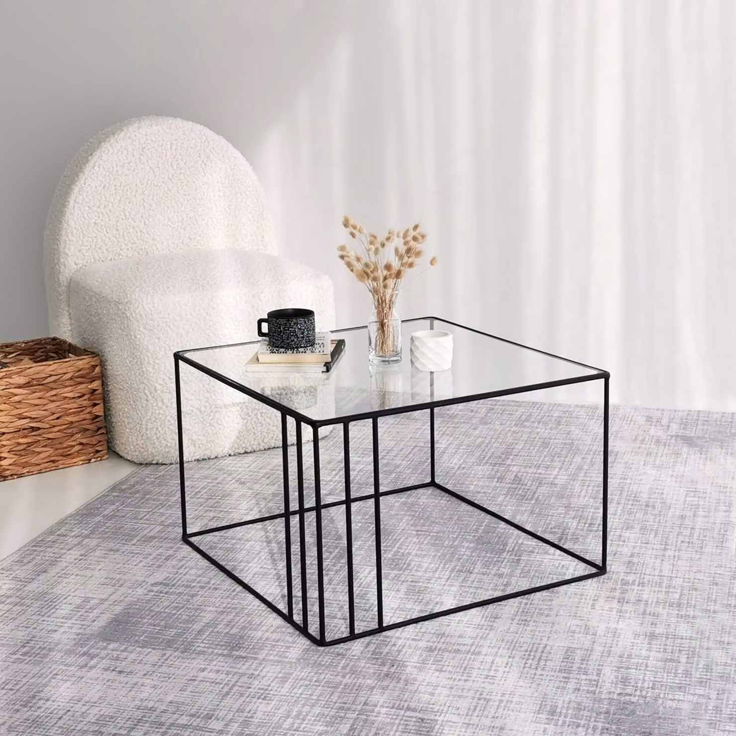 Skye Decor, Outline - Black, tavolini, nero, vetro, 55 x 36 x 55 cm
