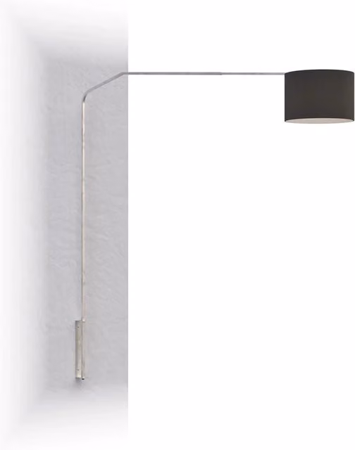 Piantana Contemporanea Slope Metallo Cromo Tessuto Nero 1 Luce E27