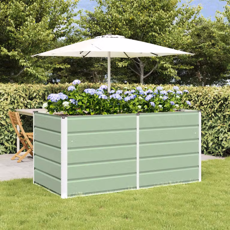 Fioriera verde vidaXL in acciaio e plastica per giardino e piante da interno L/P/H: 160 x 80 x 75 cm
