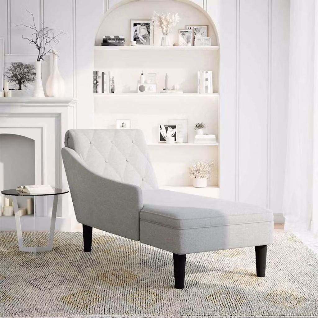 vidaXL Sdraio con Cuscino e Bracciolo Destro in Tessuto Grigio Nuvola