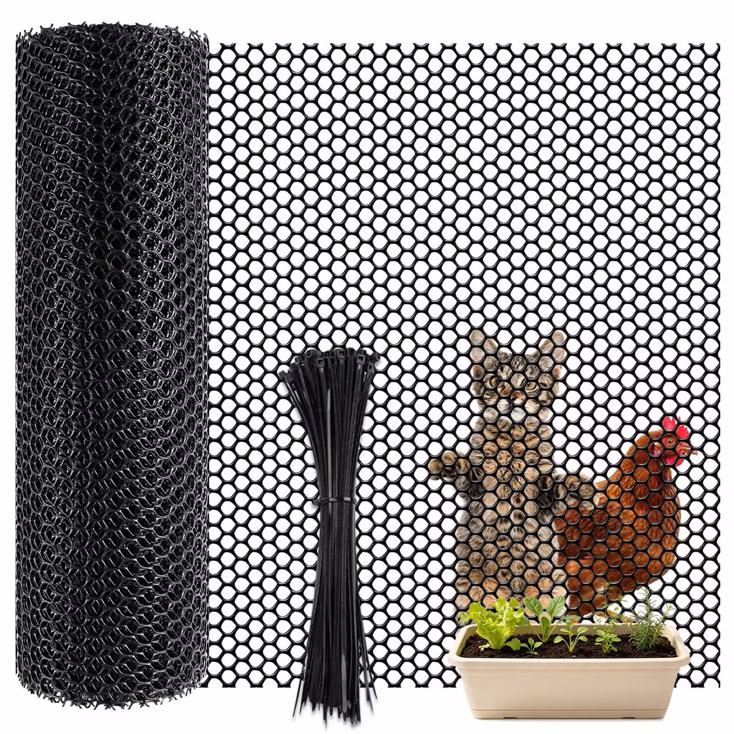 Recinzione a griglia in plastica, 40 cm x 5 m, resistente agli agenti atmosferici, per il giardino