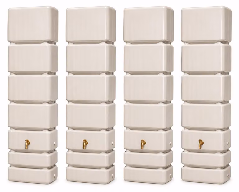 4x 350L GRAF SLIM Wandtank-Set 1400 L sandbeige 1840x600x390cm