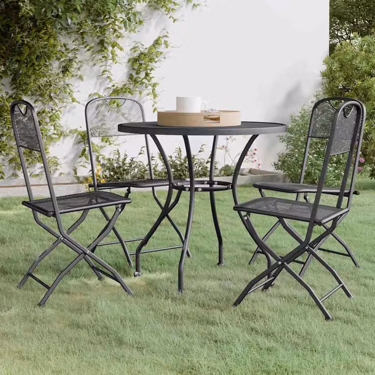 vidaXL Set da Pranzo per Giardino 5 Pezzi in Acciaio Verniciato a Polvere Antracite Matt