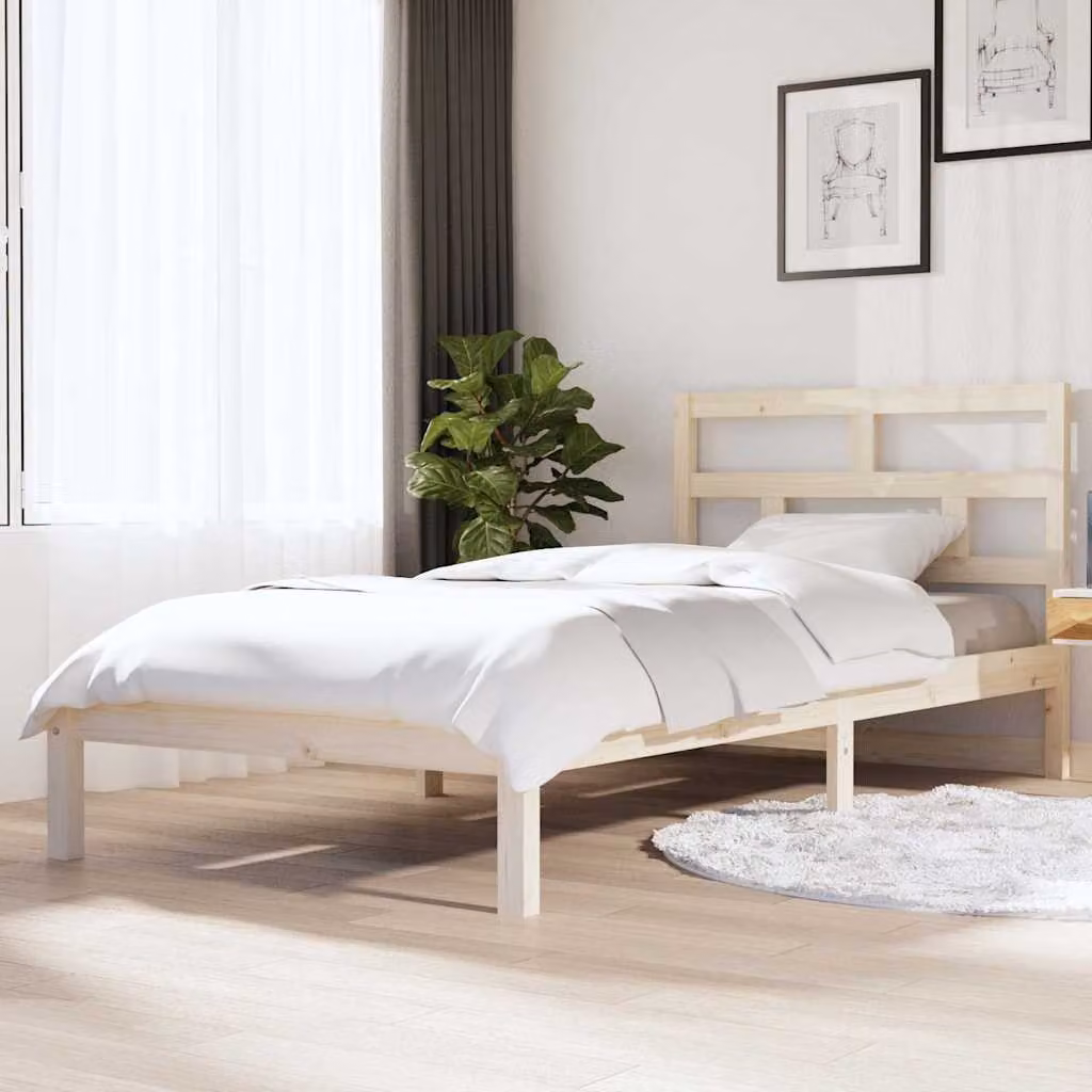 vidaXL Giroletto in Legno Massello di Pino Rustico con Doghe Fisse L/P: 90 x 200 cm