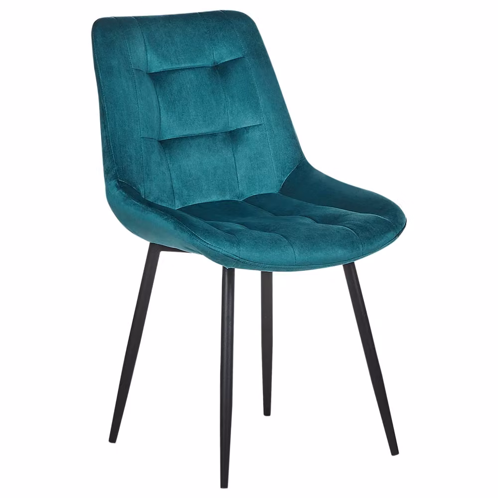 Set di 2 sedie da pranzo moderne BELIANI in velluto blu con gambe in metallo nero – 2