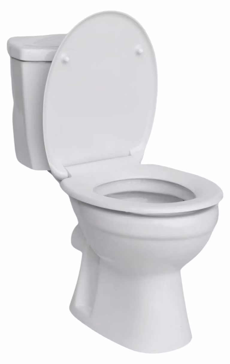 Copertura per WC - Sedile universale per WC - Chiusura automatica - Plastica - Forma rotonda - Smontaggio rapido tramite sistema a scatto - Bianco