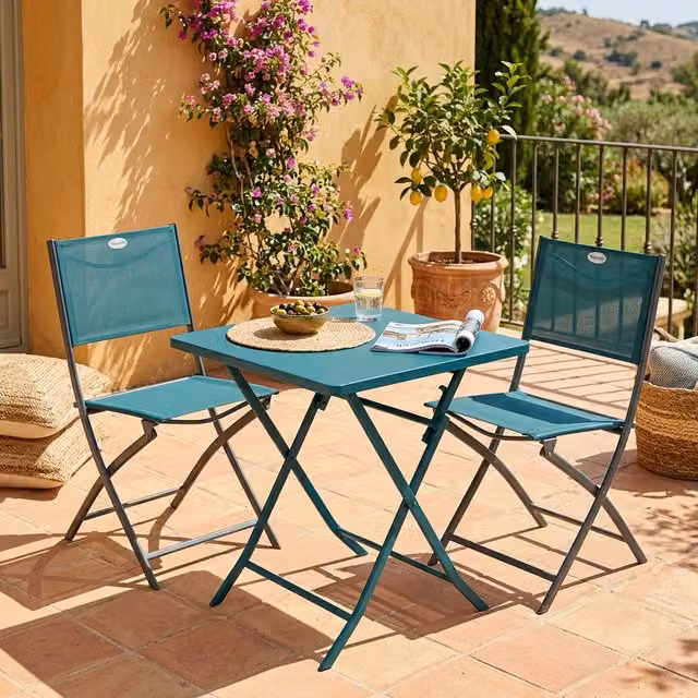 Tavolo da giardino pieghevole Hesperide blu L: 70 cm, P: 70 cm, H: 71 cm